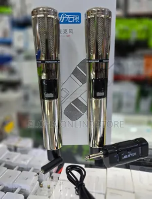 Pair of Metallic UHF Rechargeable Wireless Microphones