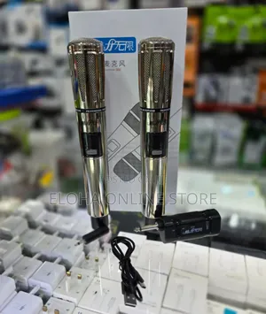 Pair of Metallic UHF Rechargeable Wireless Microphones