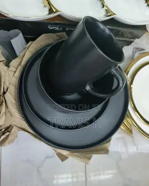 24 Pieces Black Dinner Set