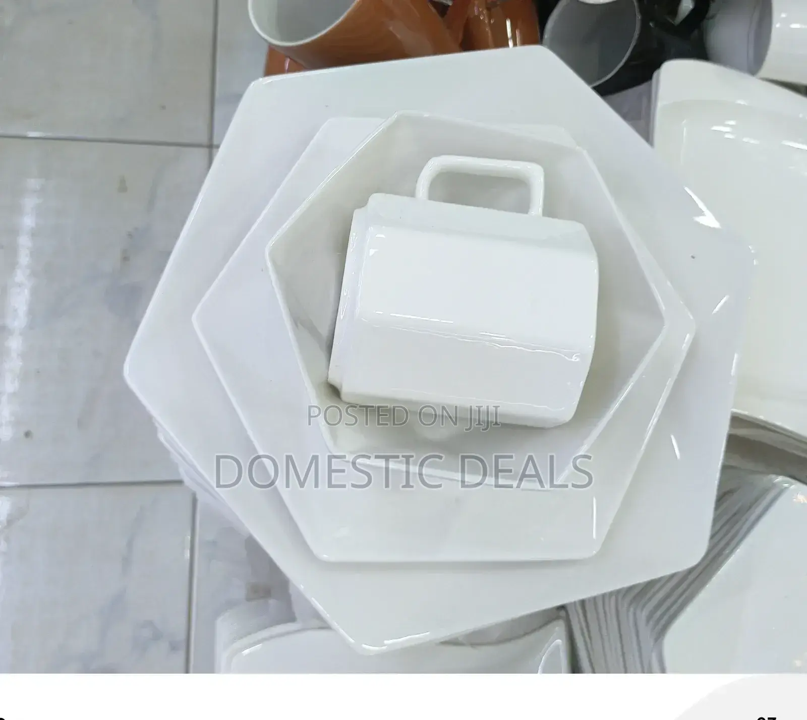 Hexagonal 24 Pieces Dinner Set- White