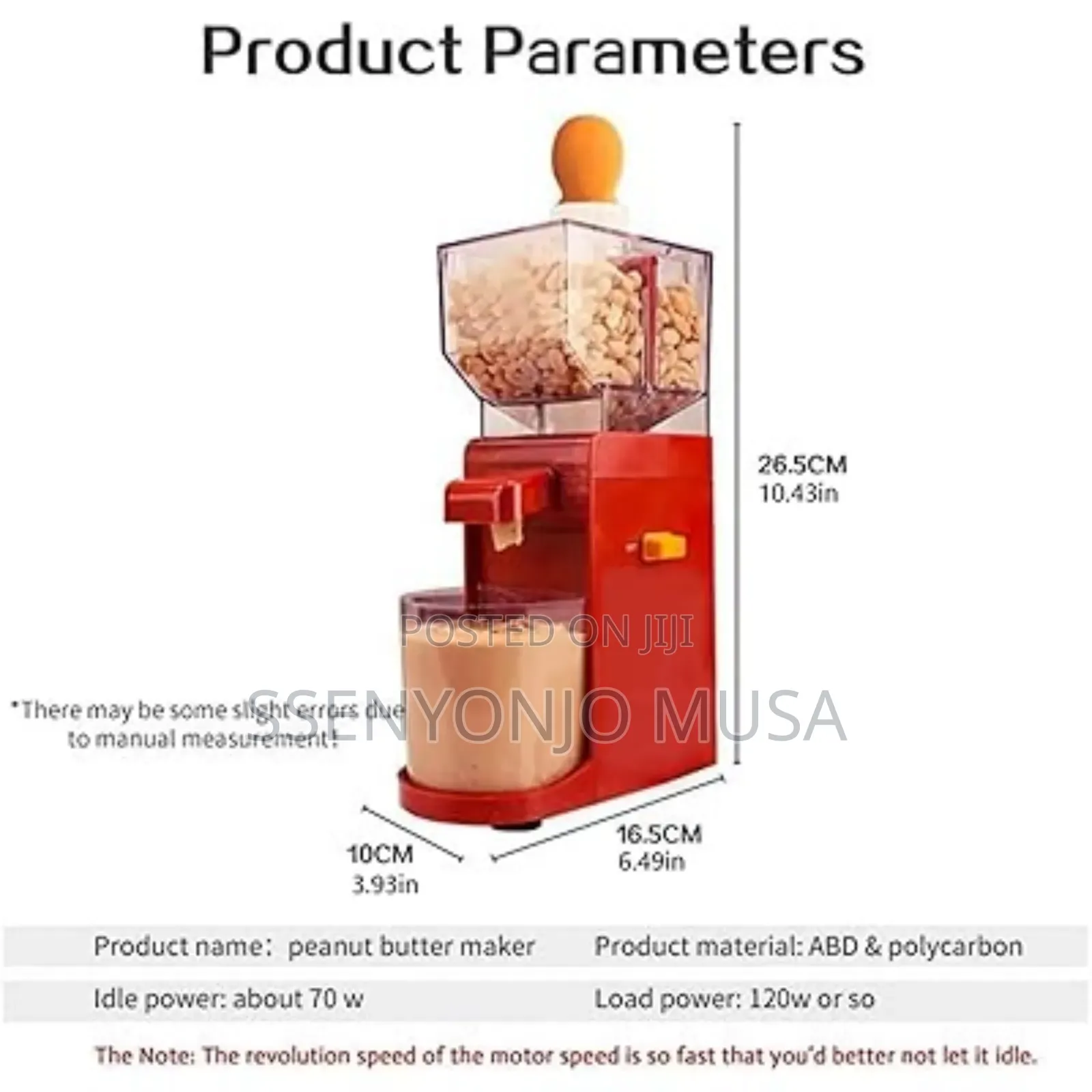Portable Peanut Butter Making Machine -nut Grinder - 70w