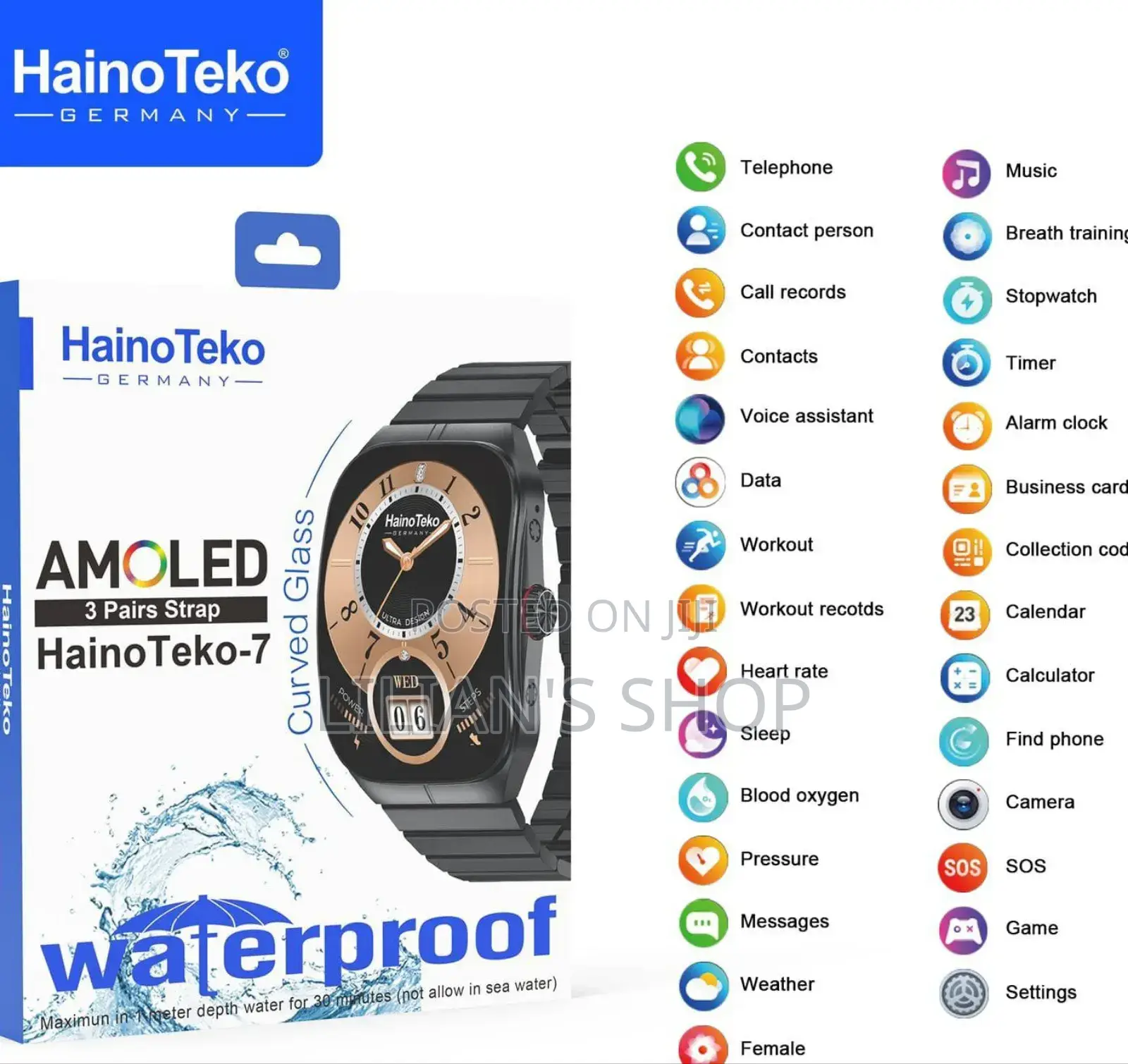 Haino Teko 7 Amoled Smart Watch 3 Pairs Straps Waterproof