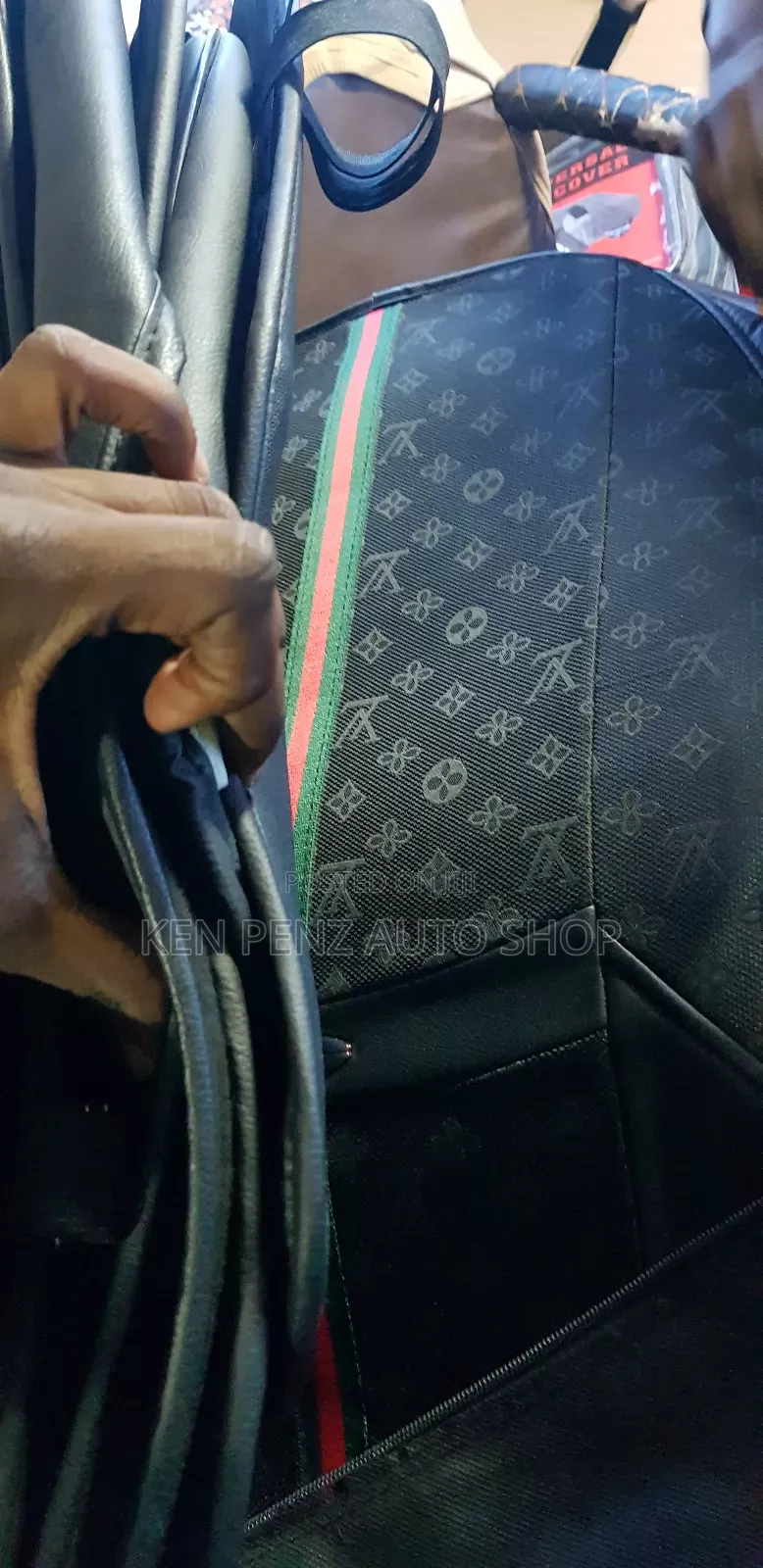 Black Louis Vuitton Car Seat Covers for All Cars