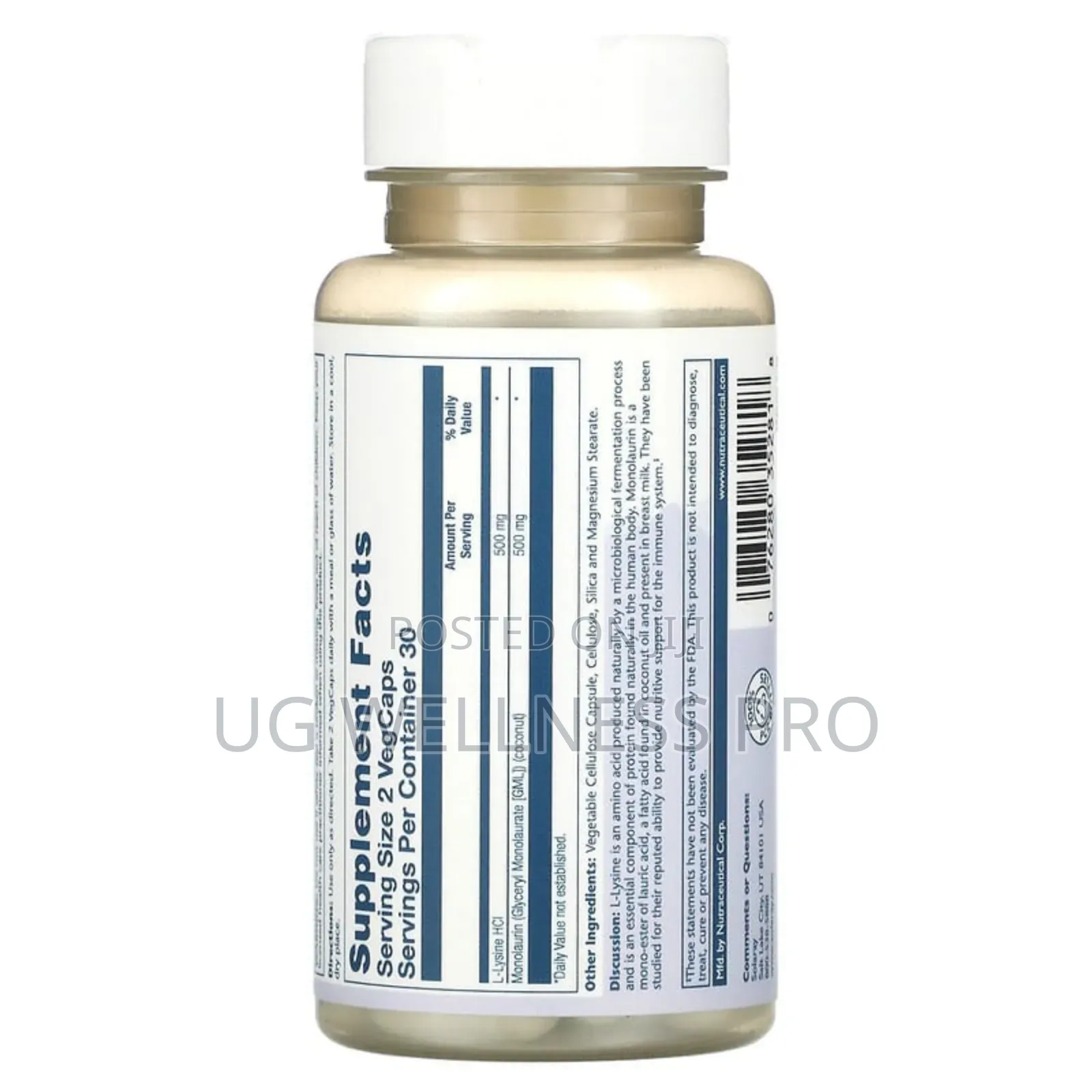 Solaray, L-Lysine Monolaurin 1:1 Ratio, 60 Vegcaps
