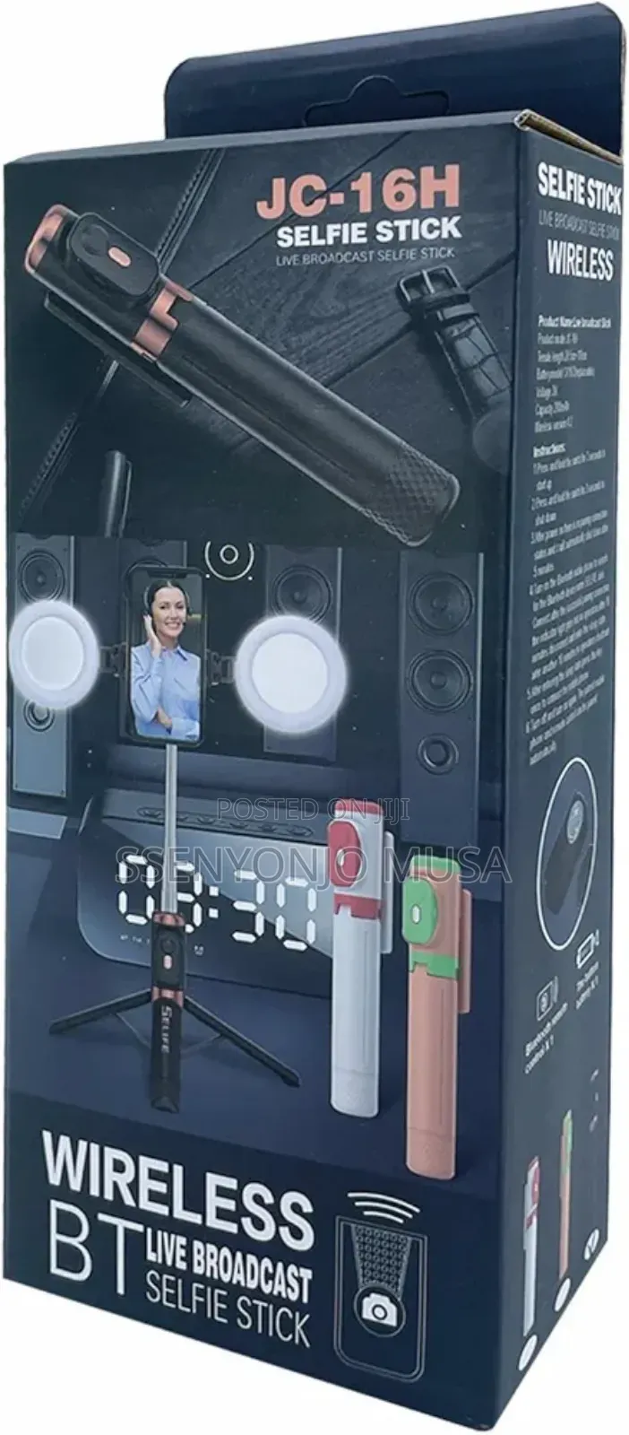 JC-16H Bluetooth Selfie Stick With Light, Remote Tripod