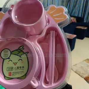 Melamin Toddler Plate and Utensil Set - Pink