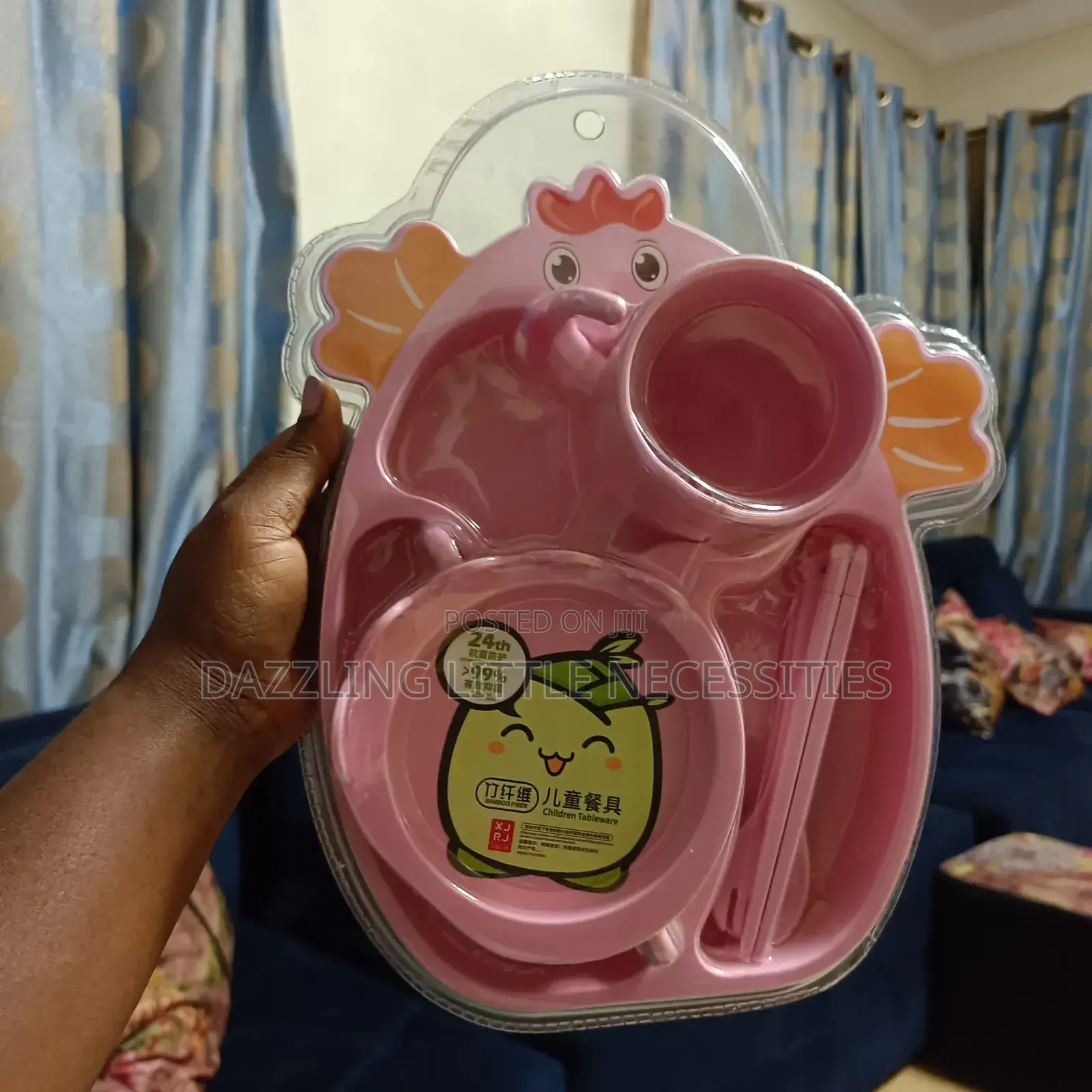Melamin Toddler Plate and Utensil Set - Pink