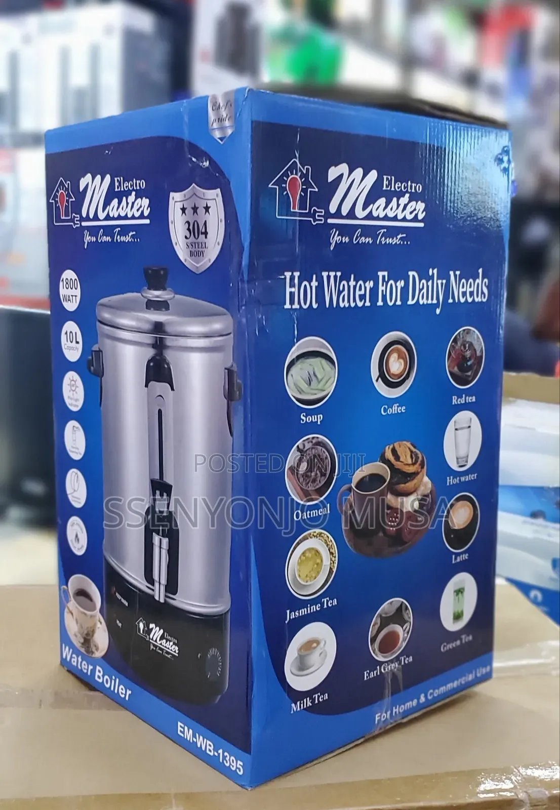 Electro Master EM-WB-1395 Water Boiler - 1800W, 10L, S/Steel