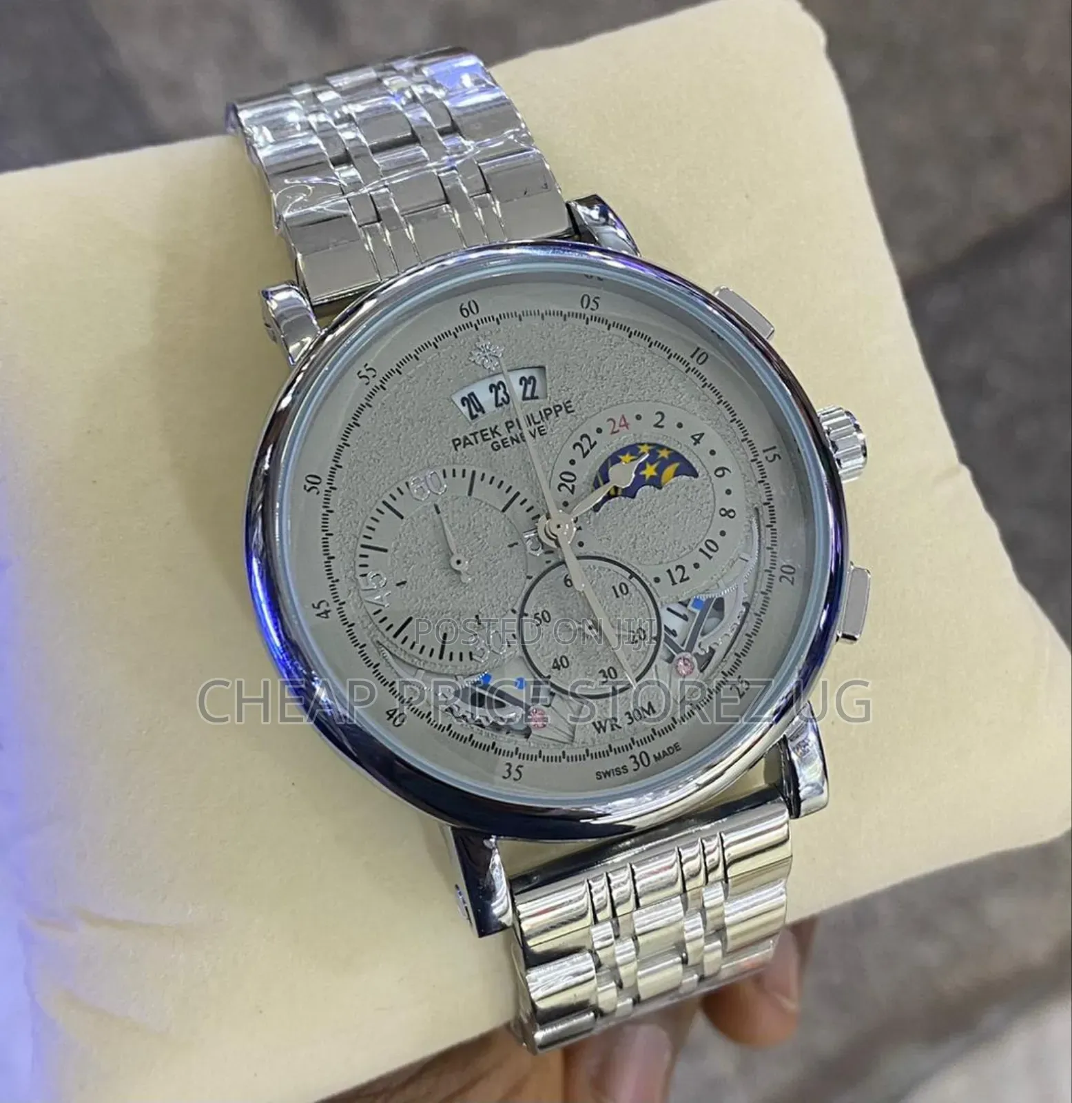 Original Silver Patek Philippe Geneve Watch for Man
