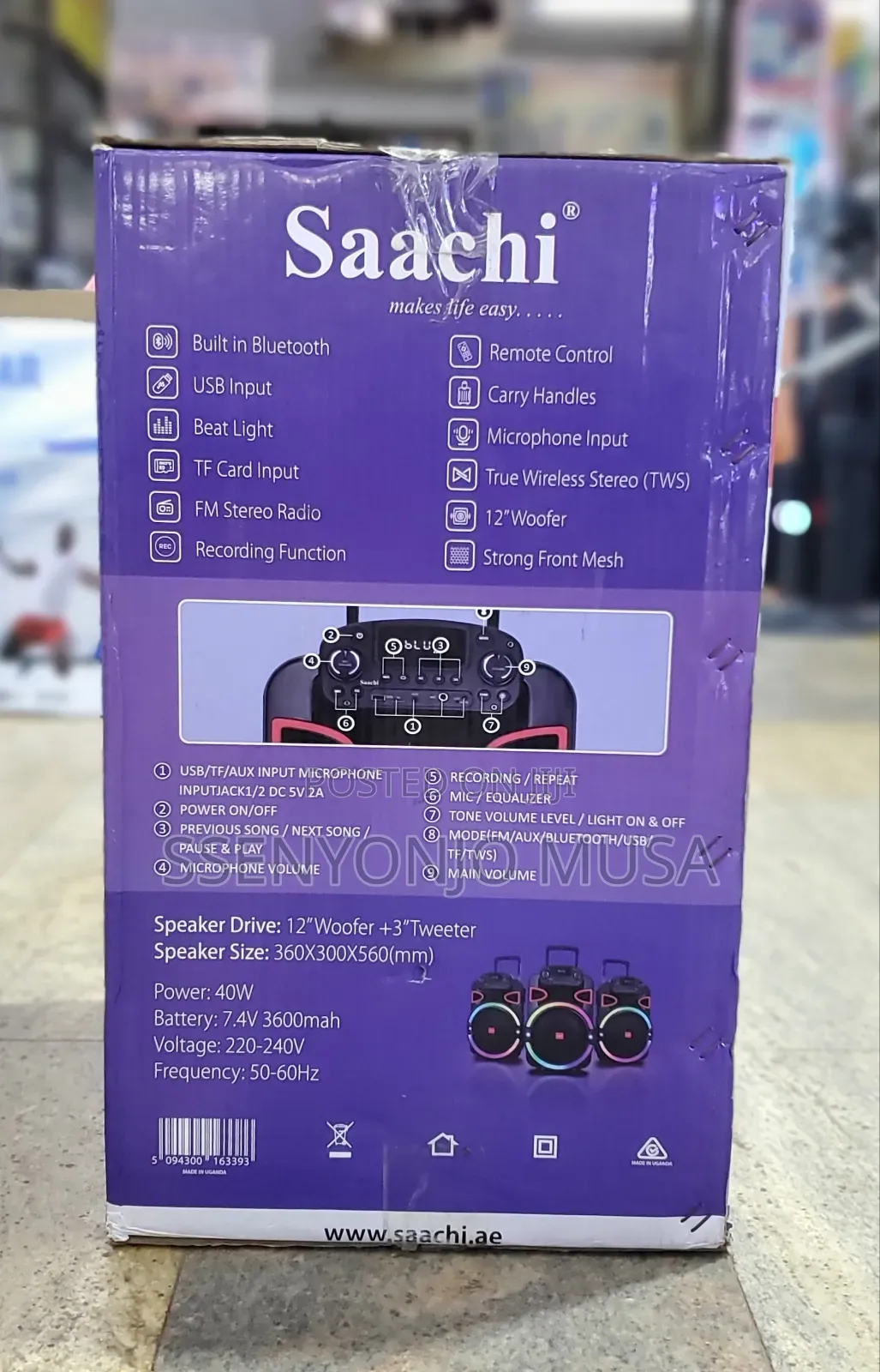 Saachi Bluetooth Speaker - 12" Woofer, 20w, Tws, Fm Radio-