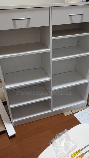 Multiuse Storage Shelves. Bookshelf With 2 Drawers