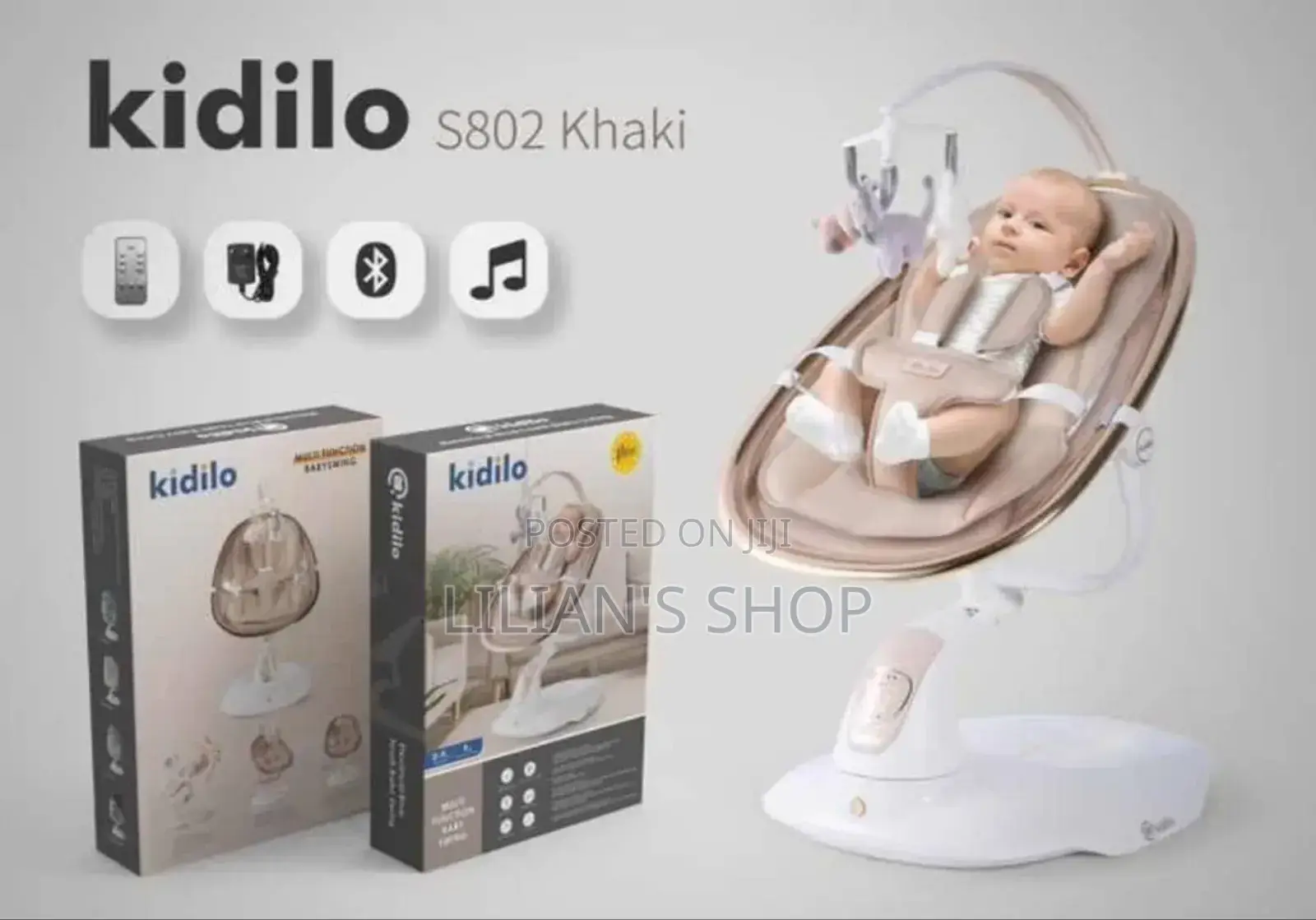 Kidilo Khaki Multifunction Baby Swing