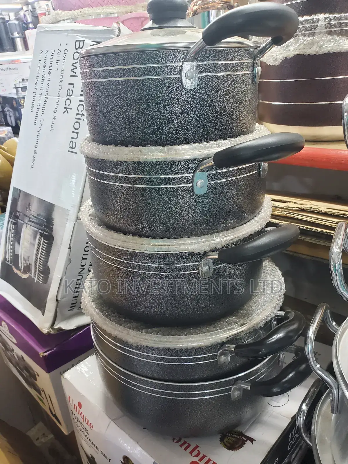 5 Set Silver Strip Black Dining Dishes
