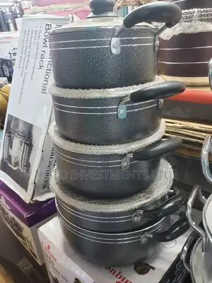 5 Set Silver Strip Black Dining Dishes
