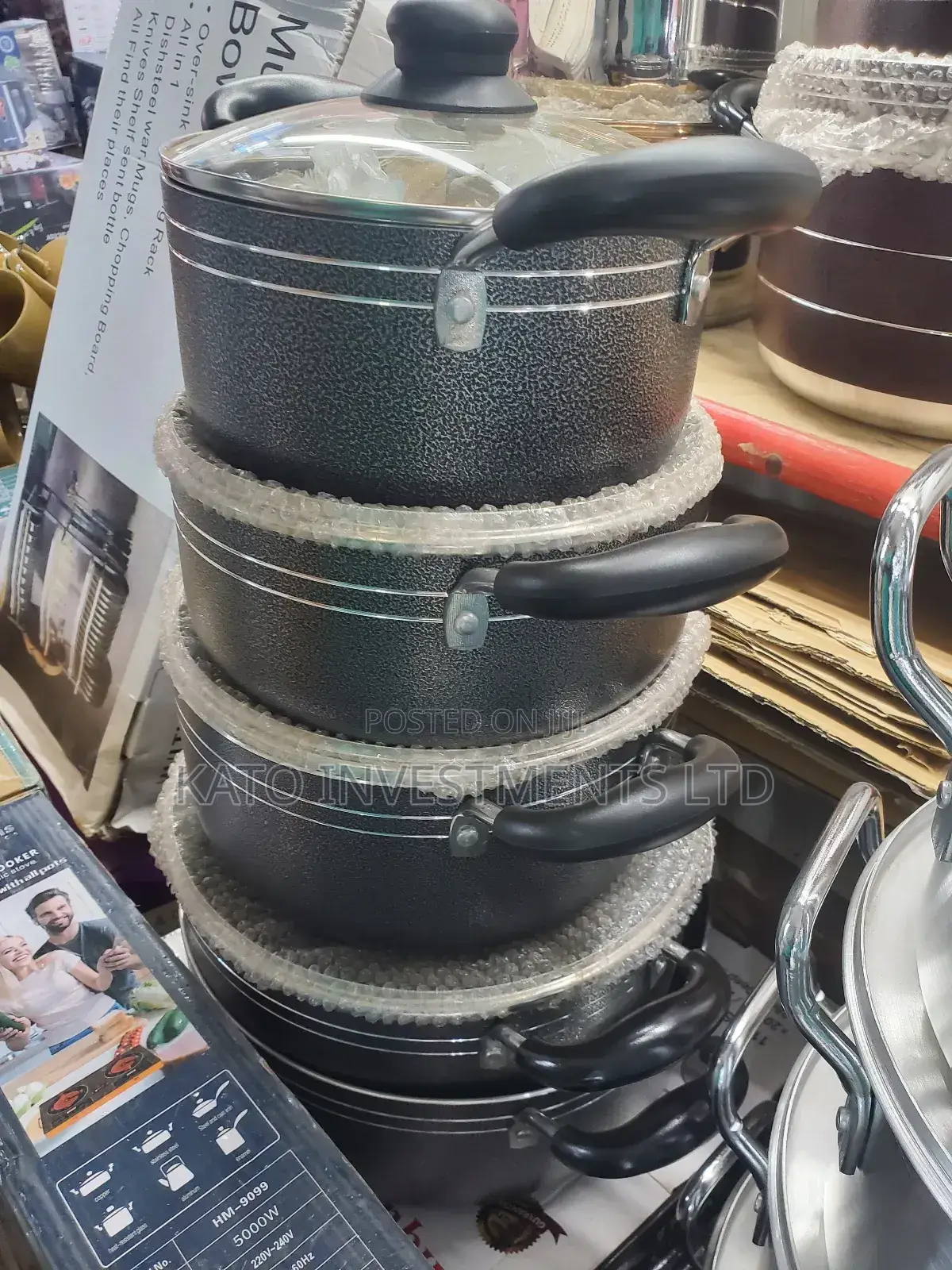 5 Set Silver Strip Black Dining Dishes