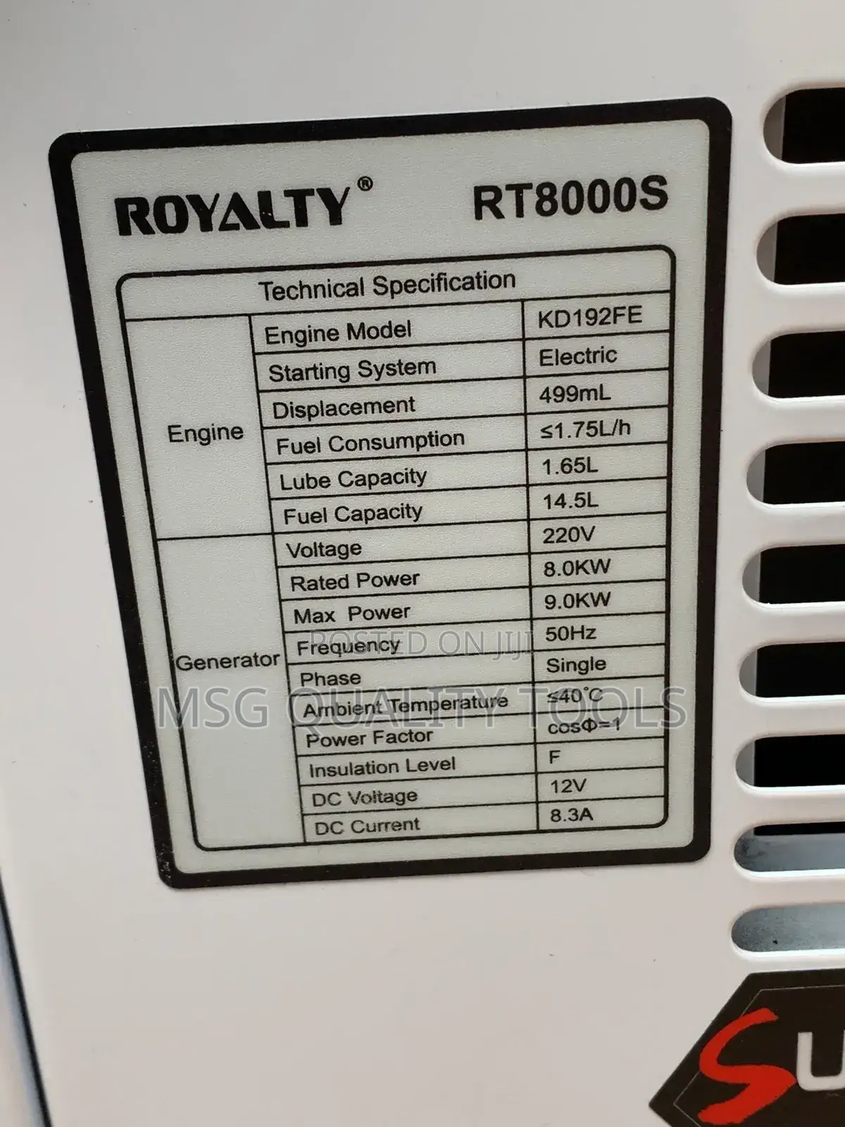 Diesel Silent Generator Royalty 9kwa
