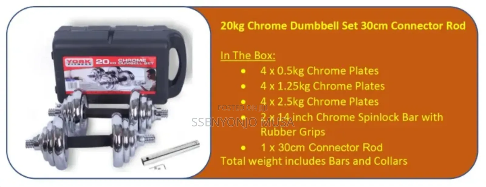 York Adjustable Dumbbell Set 20kg - Space-Saving Home Gym-