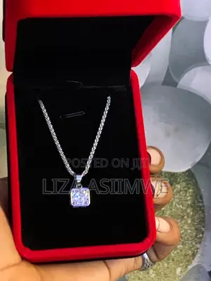 Lady’S Simple Square Moissanite Princess Necklace