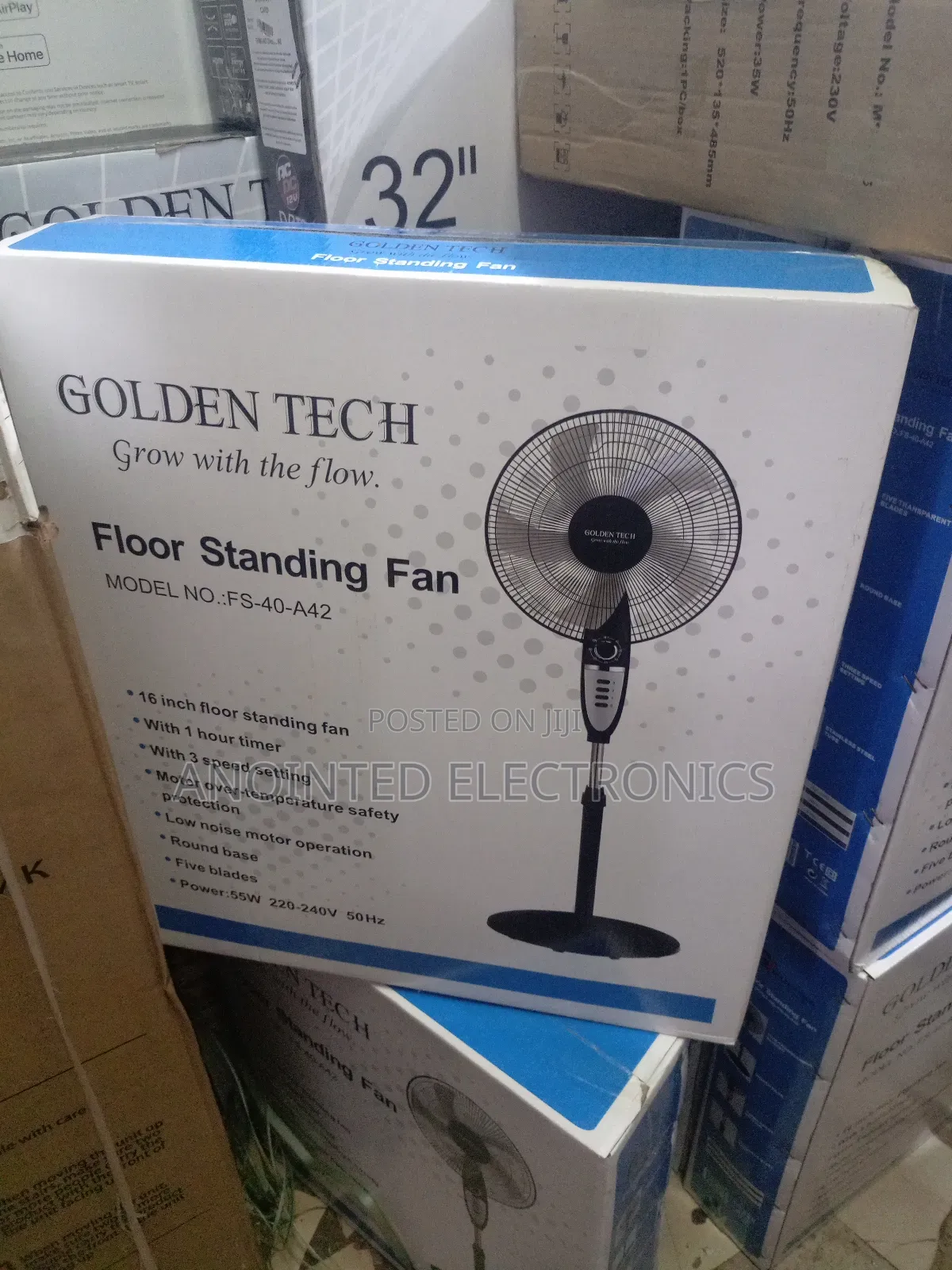 Goldentech Stand Fans Black