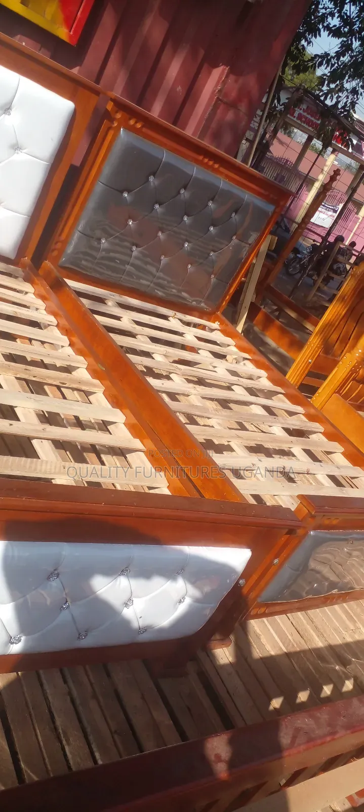Upholstered 4x6 Wooden Bed