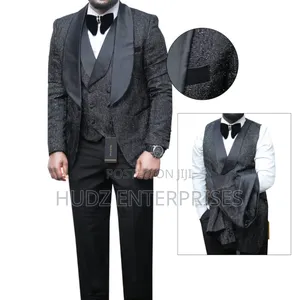 La Classy Black Shinny Wedding Suit