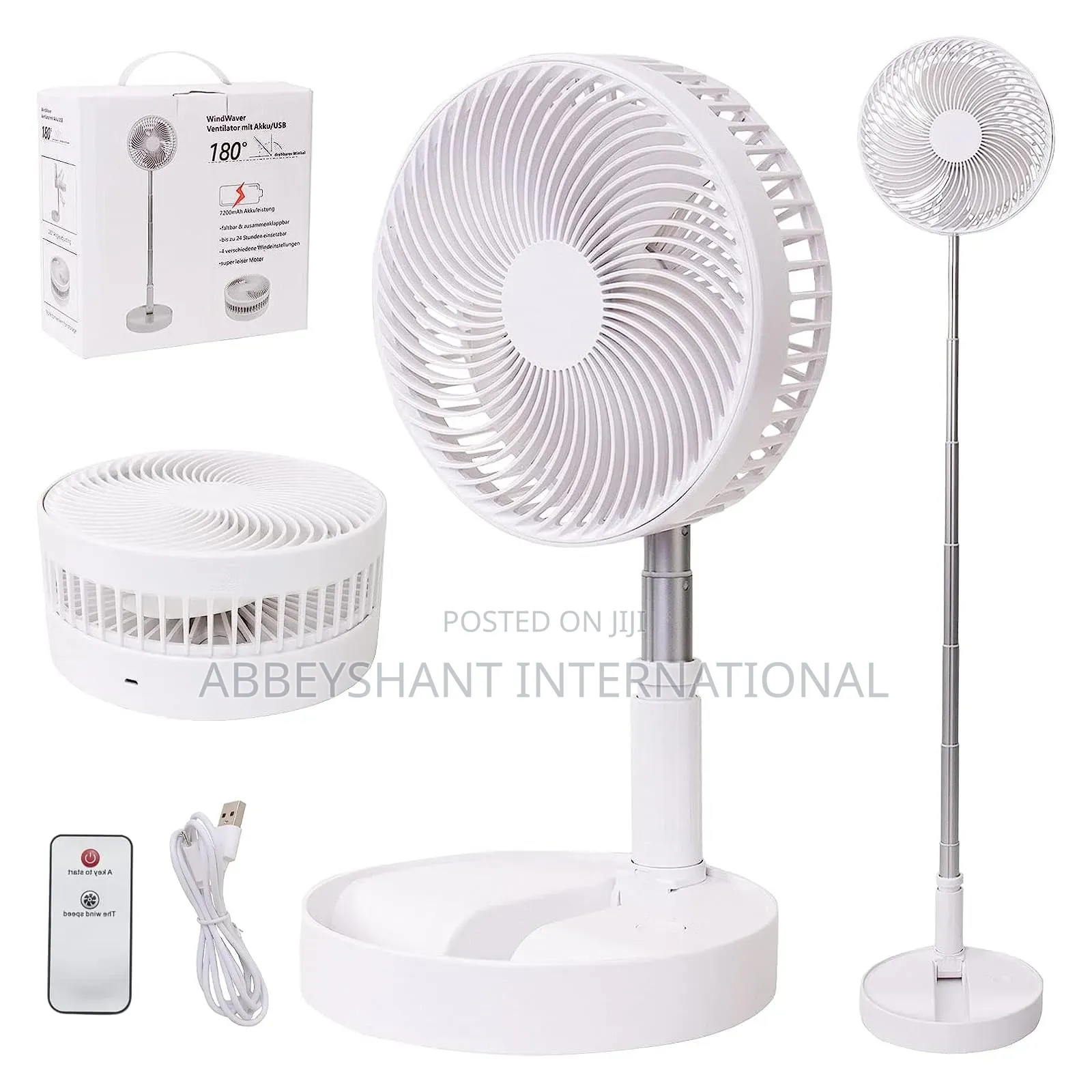 Portable Foldable Desk Fan, Pedestal Stand Floor Fan
