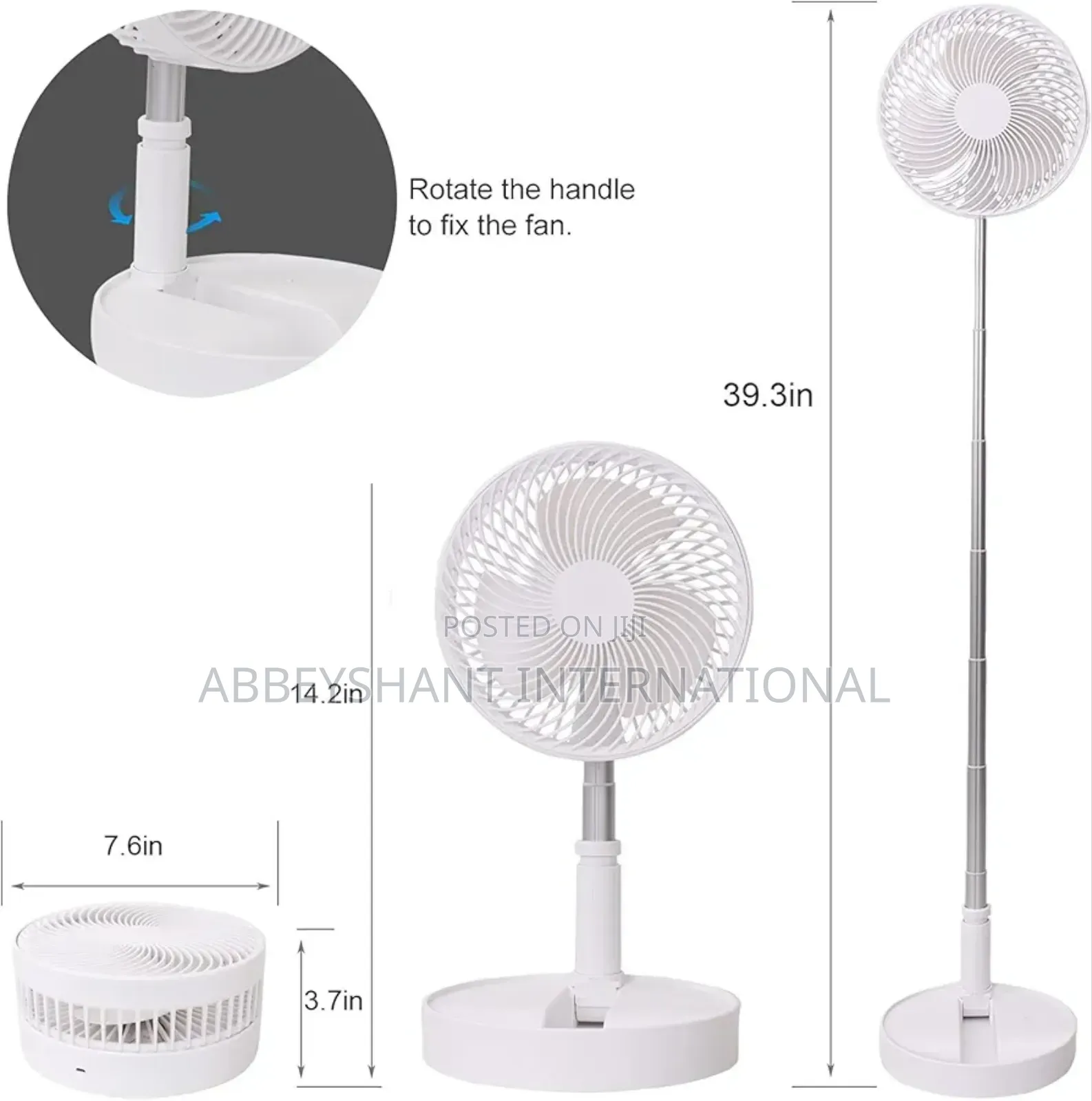 Portable Foldable Desk Fan, Pedestal Stand Floor Fan