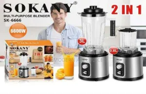 Sokany Blender 2 IN 1
6600w
3l Jar 0.8l Jar
 , Sk-6666