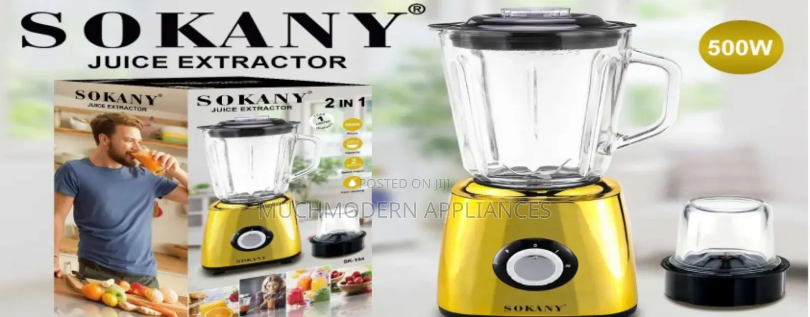 Sokany 2 IN 1 BLENDER
500w
1.5L Jar SK -154