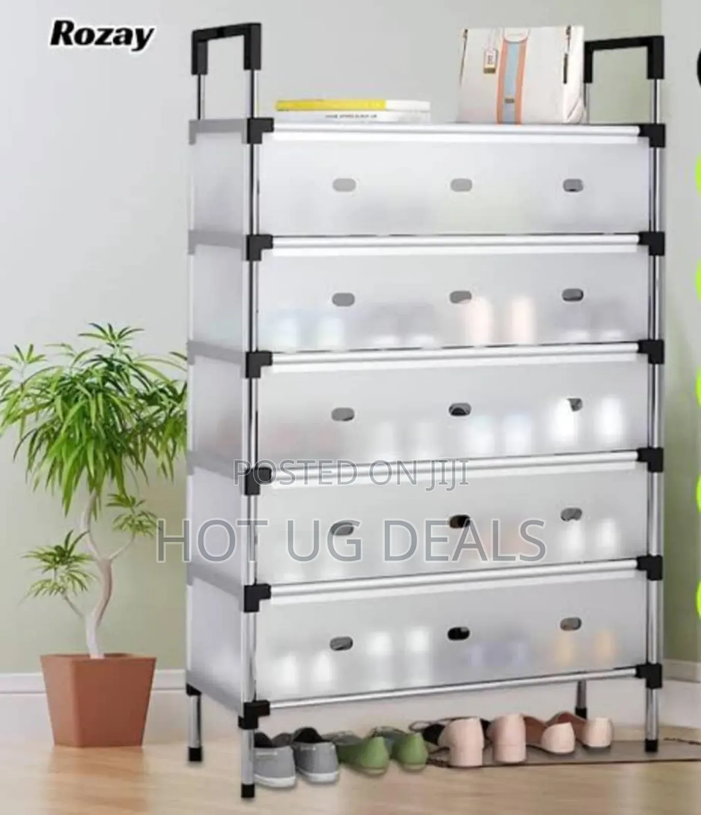 5 Tier Shoe Rack With Hat Hook Dustproof Shoe Organizer