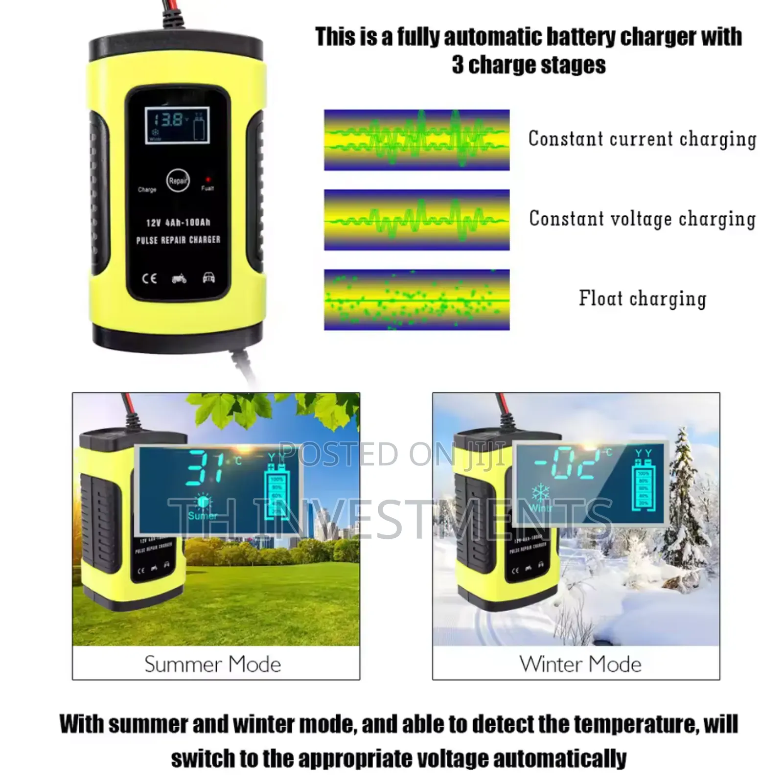 12V 6A Full Automatic Car Battery Charger Fast Power Chargin