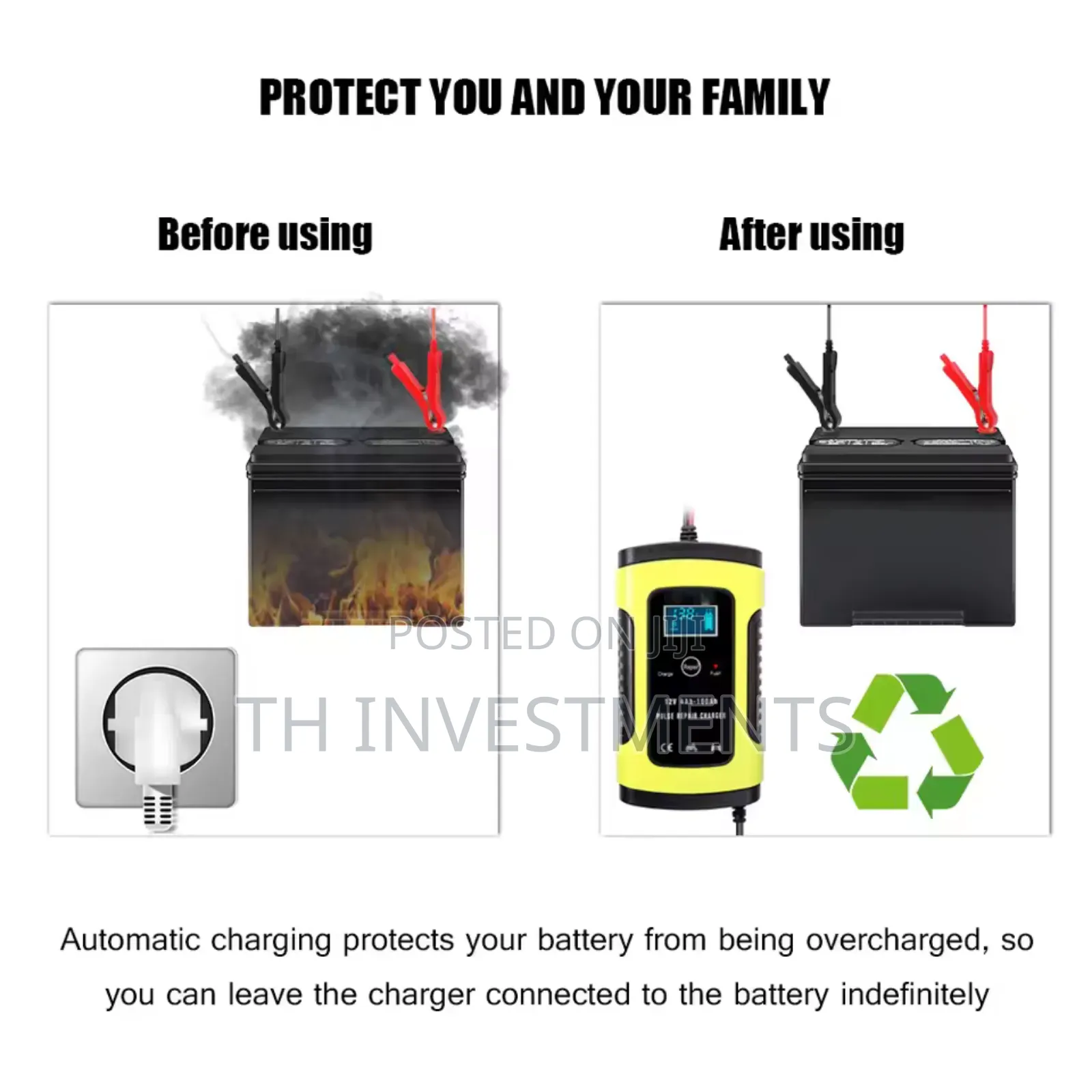 12V 6A Full Automatic Car Battery Charger Fast Power Chargin