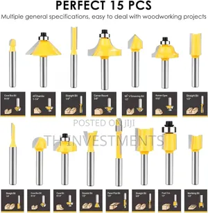 Baidets Router Bits Set 1/4 Inch Shank - Set of 15 Pieces