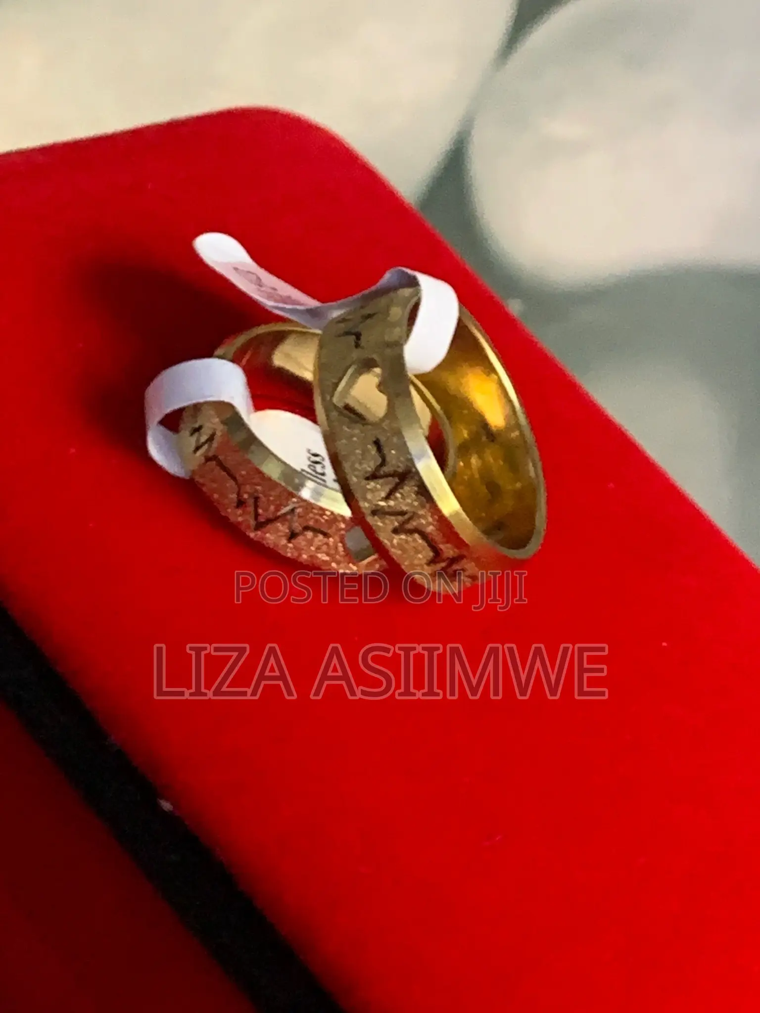Ring Set for Couples With Hearts and Life Lines