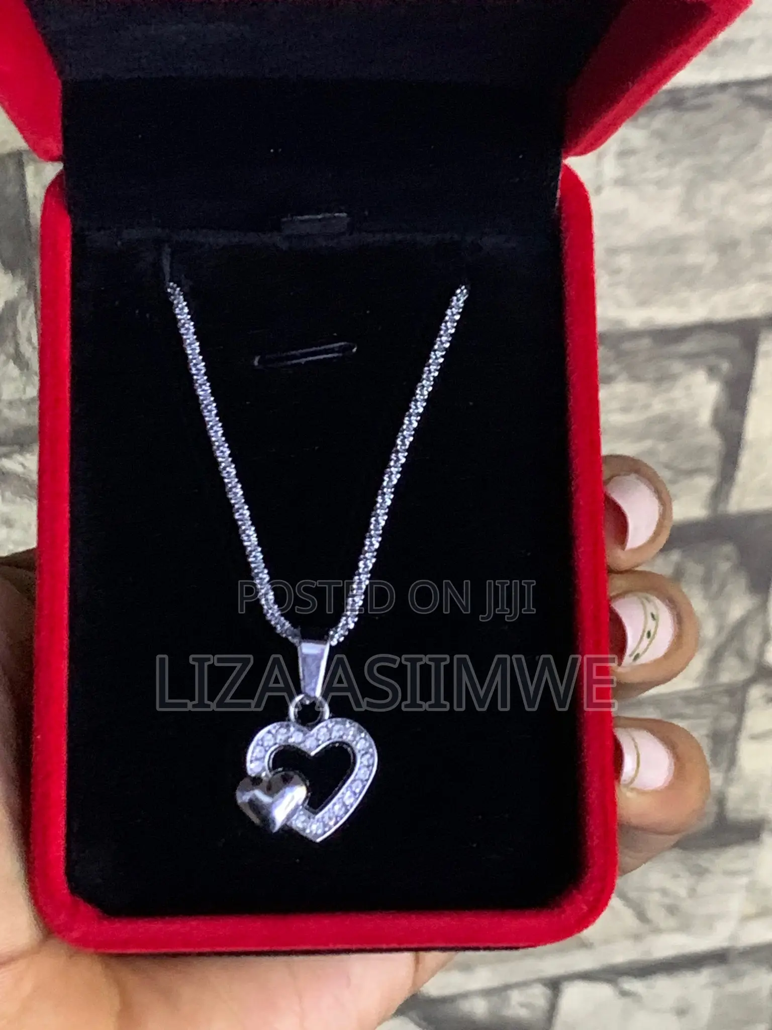 Double Heart Solitaire Lady’S Necklaces