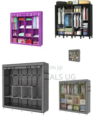 Photo - 4 Column Metallic Poles Portable Wardrobe