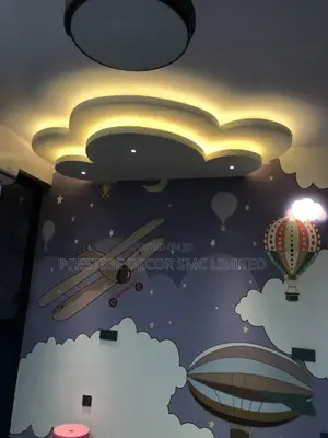 Gypsum Futuristic and Clean Ceiling and Wall Design