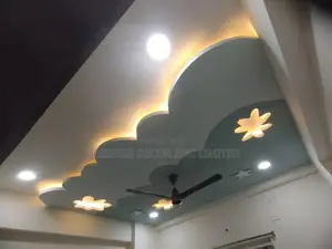 Gypsum Futuristic and Clean Ceiling and Wall Design