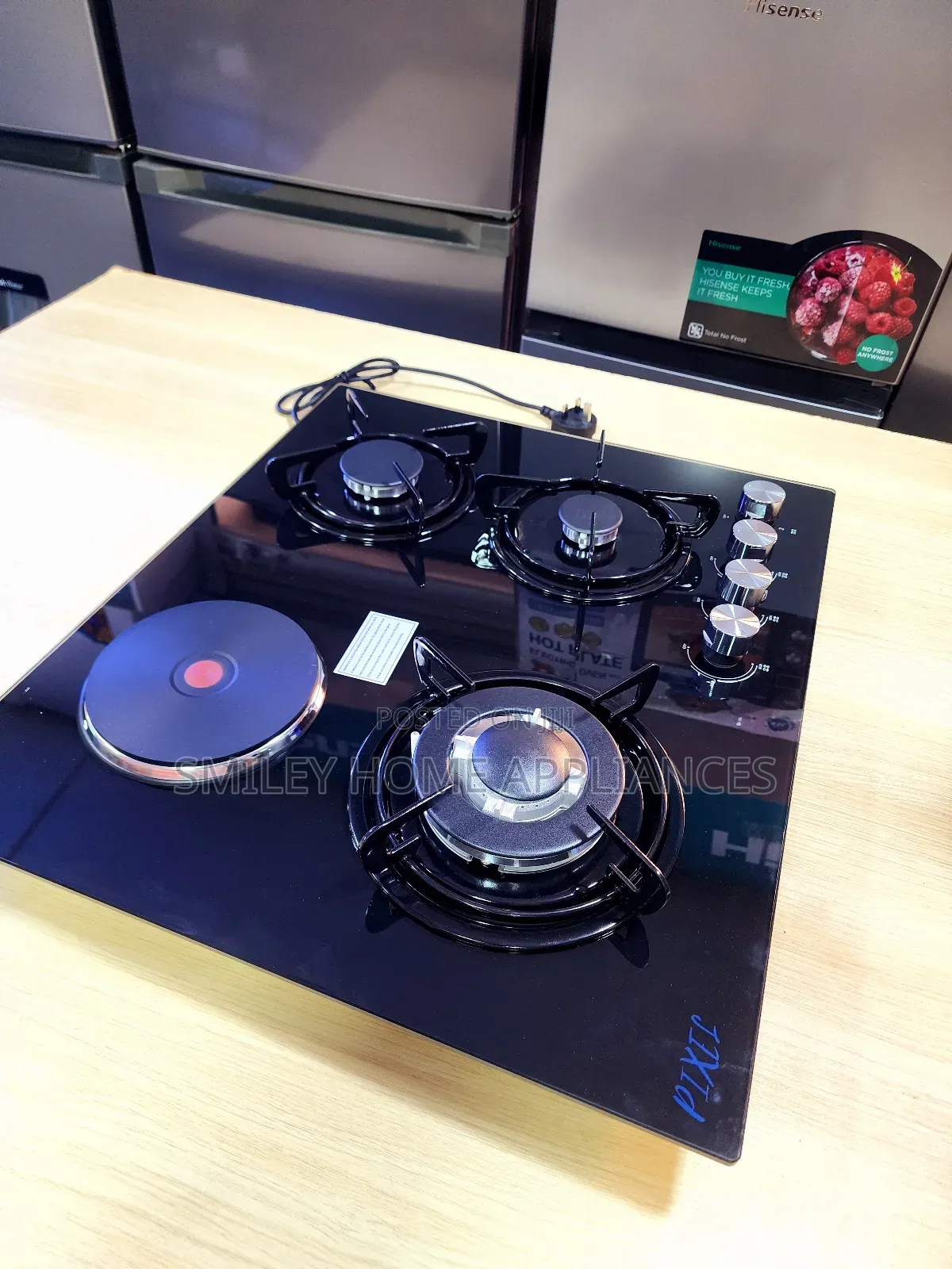 Glass Pixels Gas Hob 3+1 Gas Burner