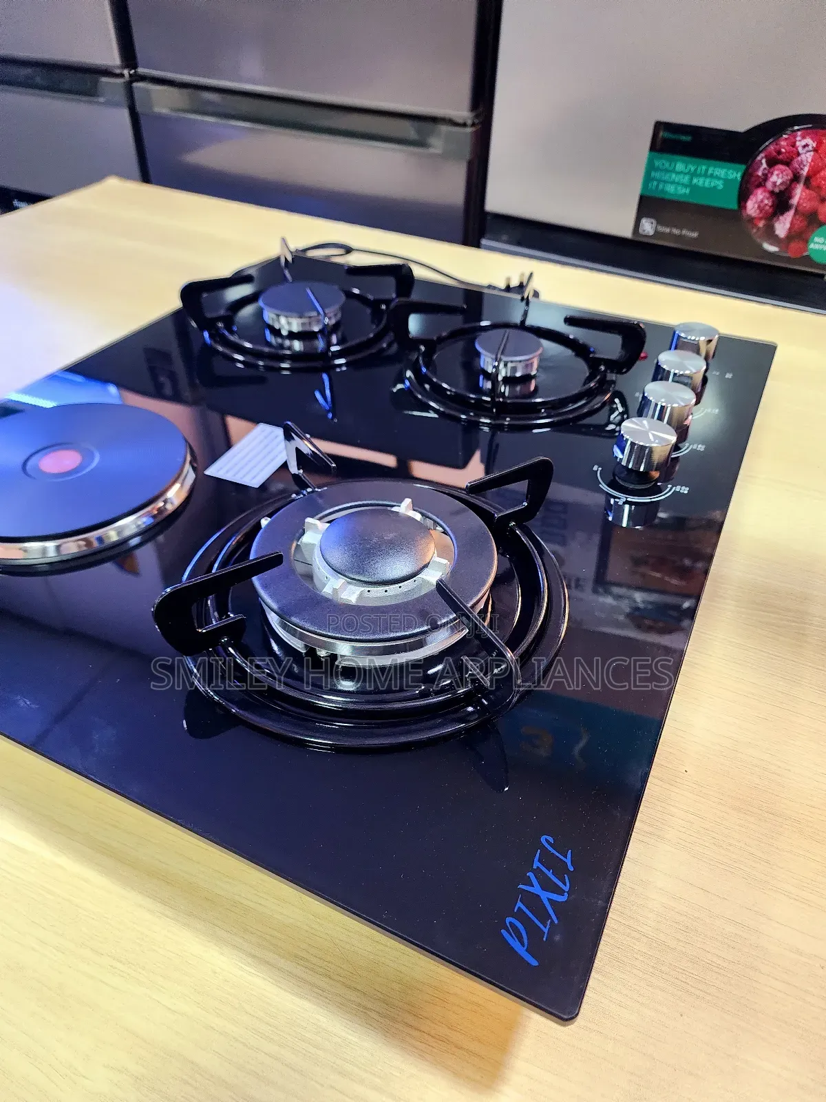 Glass Pixels Gas Hob 3+1 Gas Burner