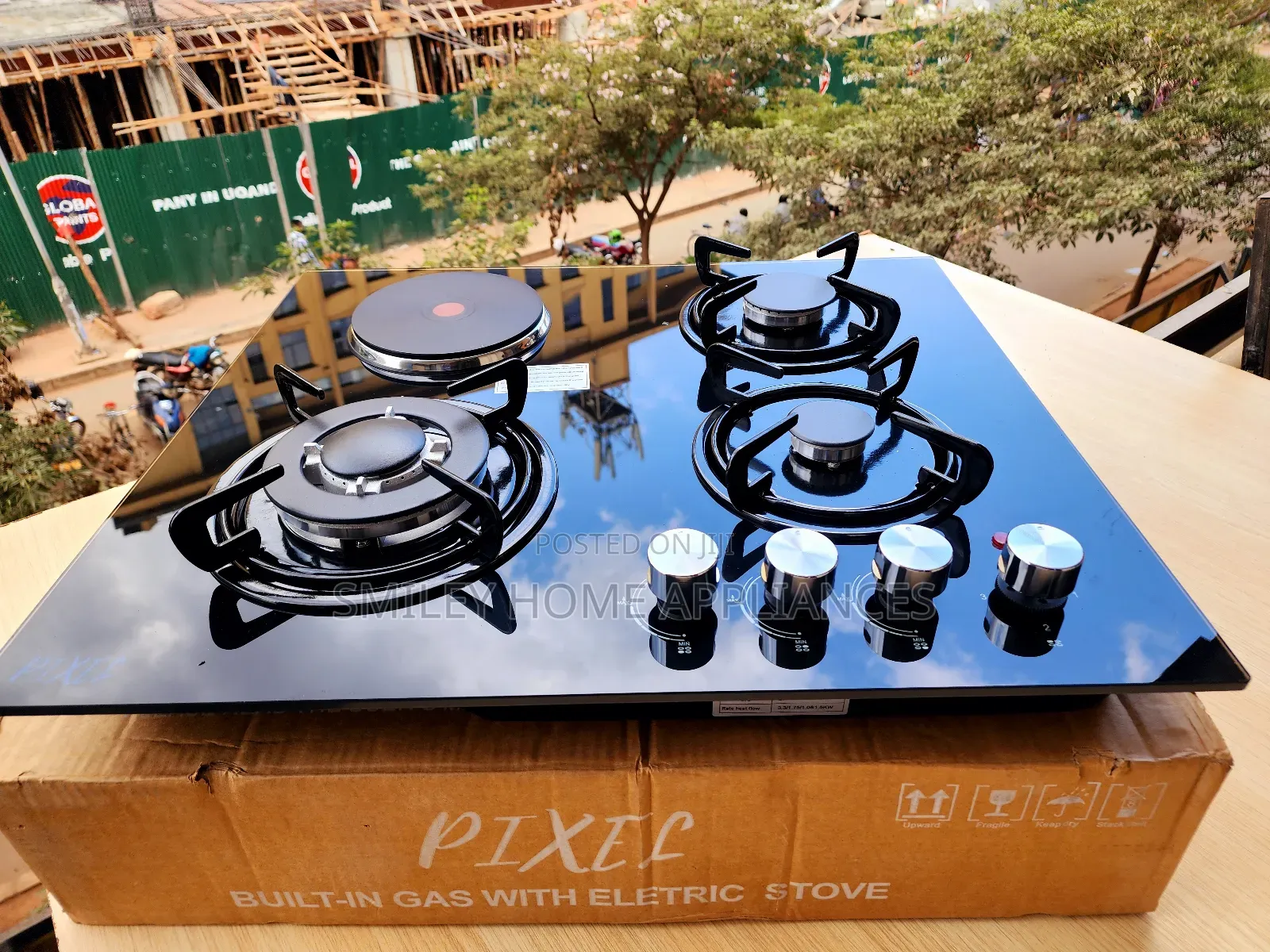 Pixels Gas Glass Hob 60cm by 60cm Black