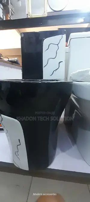 Complete Original Blue Edge Black And White Toilet Press P