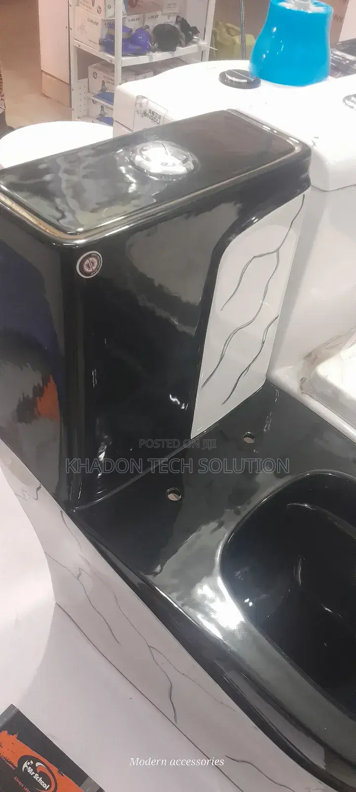 Complete Original Blue Edge Black And White Toilet Press P