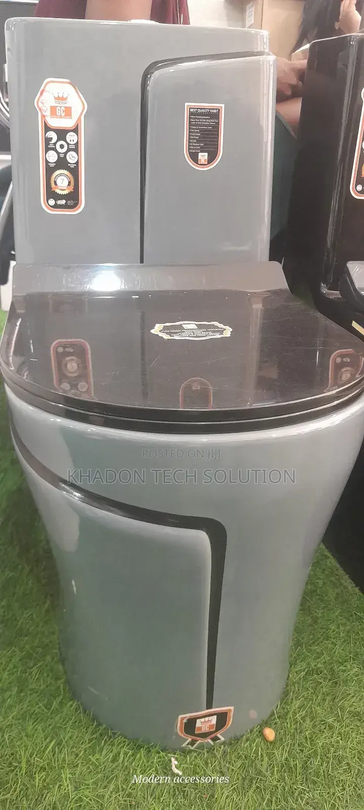 Original Grey Black Stripped Combined Toilet P Type Press