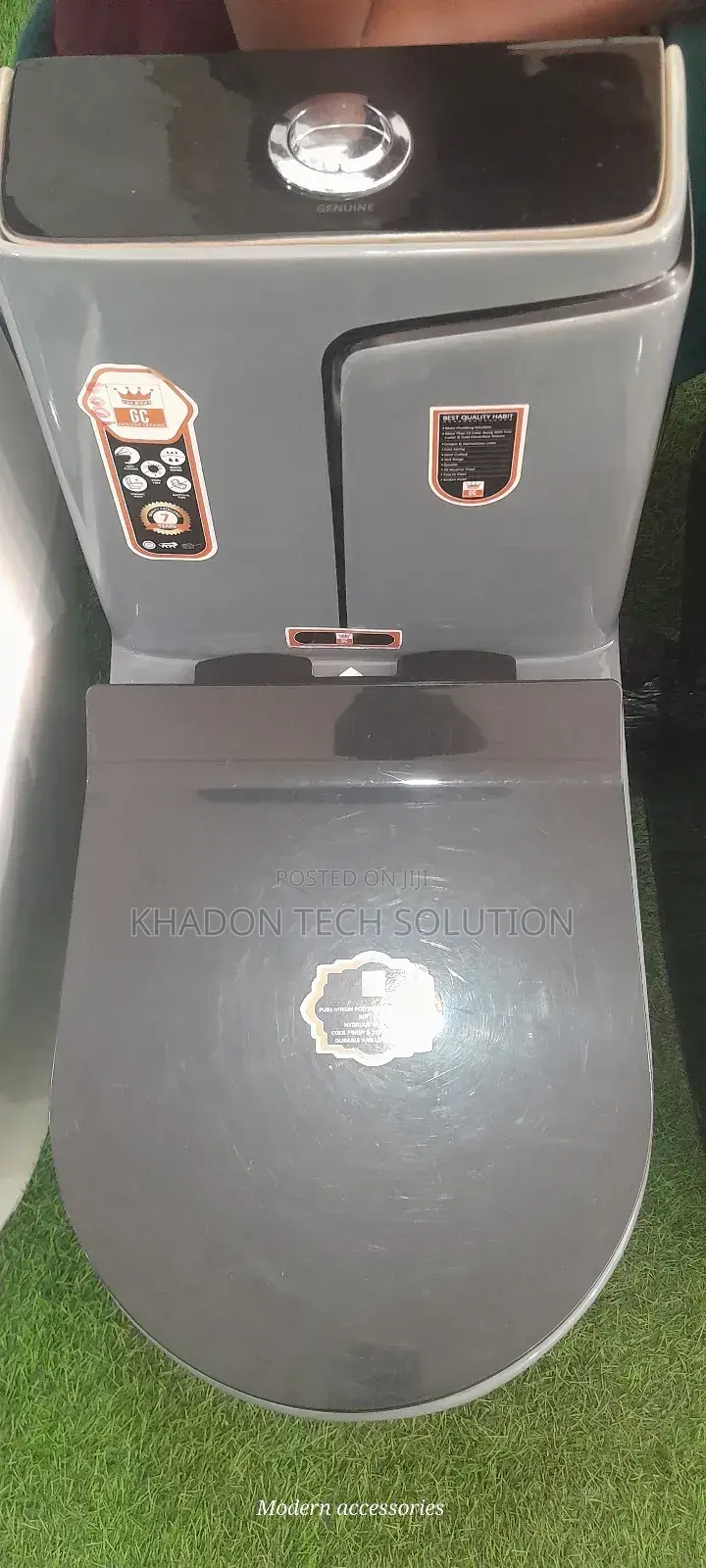Original Grey Black Stripped Combined Toilet P Type Press
