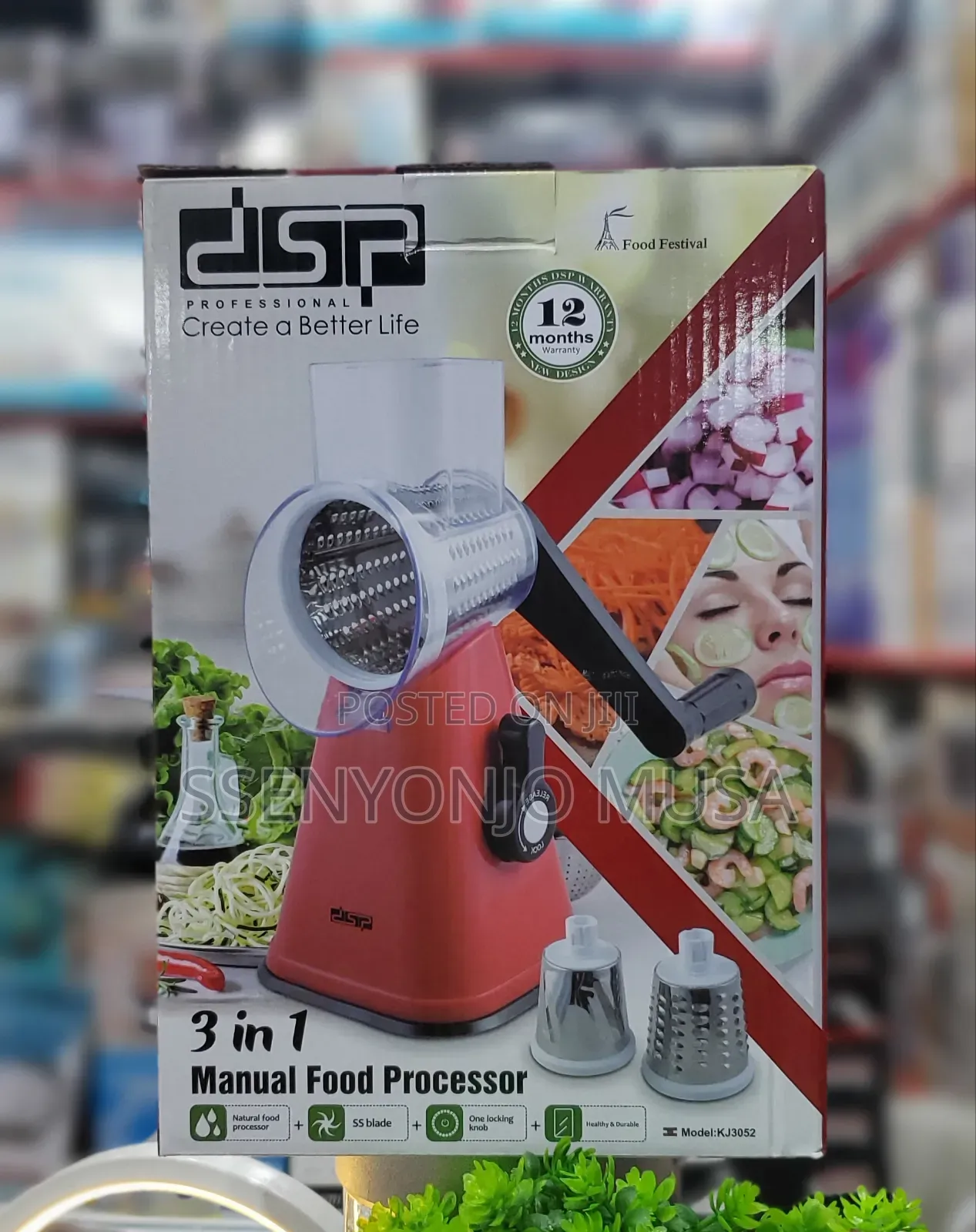 DSP Professional 3-in-1 Manual Food Processor Kj3052-Natural