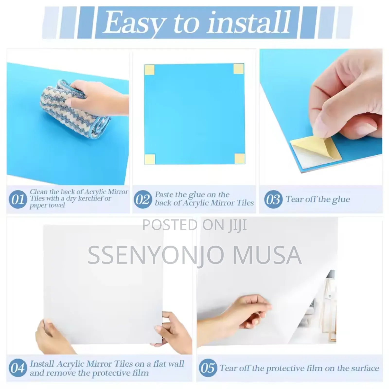 4pcs 3d Mirror Wall Stickers - Self-Adhesive, Flexible, Art-