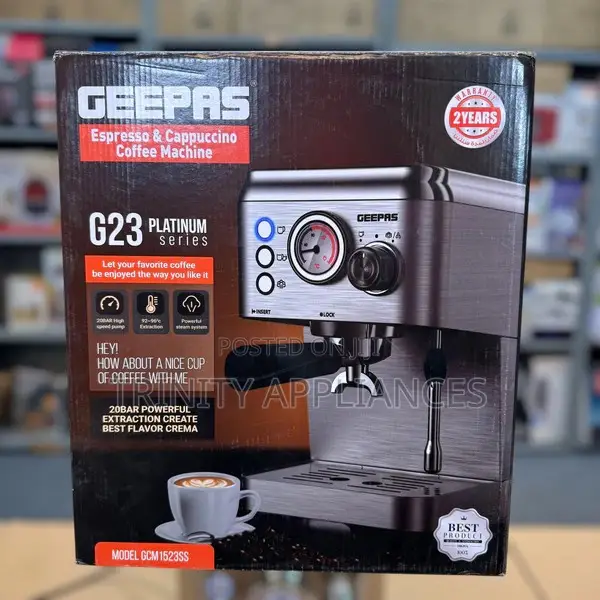 Geepas Espresso and Cappuccino Coffee Machine- GCM1523SS