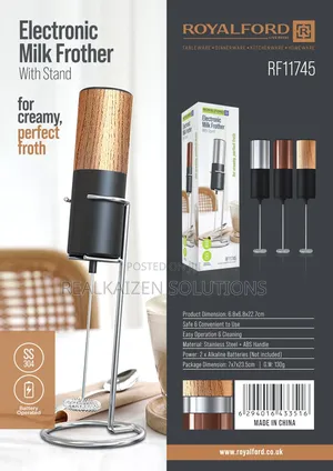 ROYALFORD Electric Handheld Kitchen Milk Froam Frother Maker
