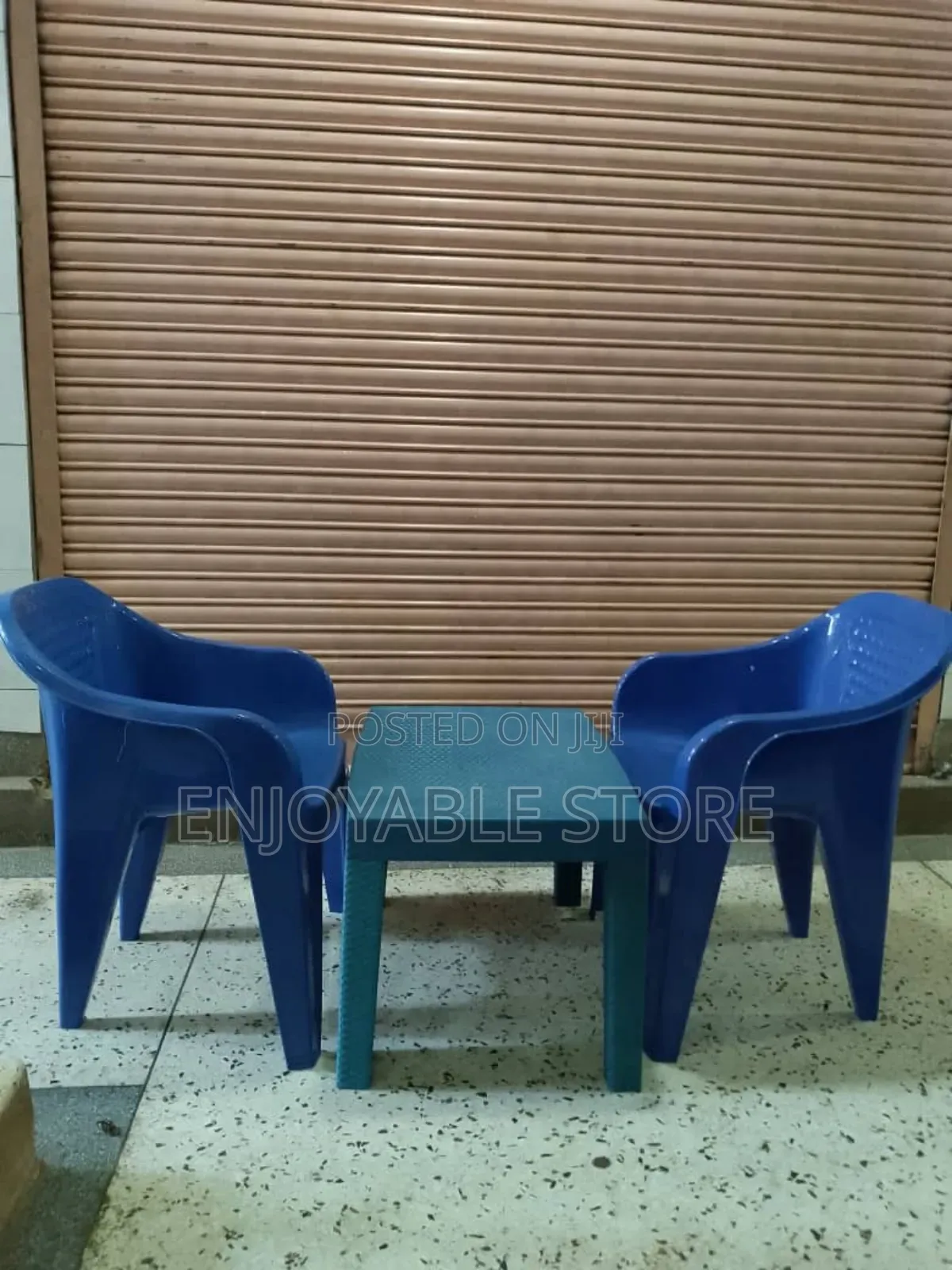 Outdoor Plastic Mid Table and 2 Chairs